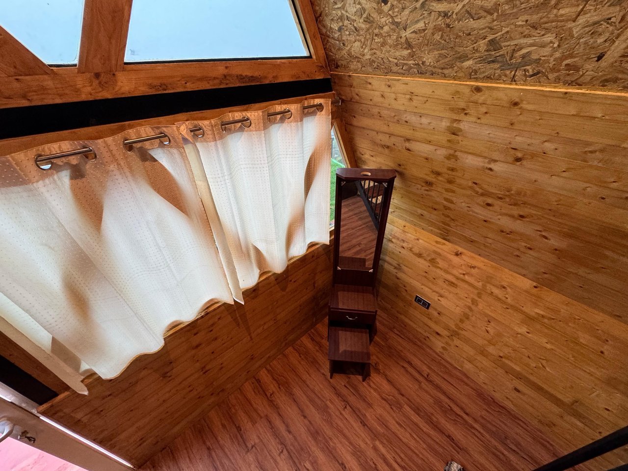 View from the A-frame loft at Misty Meadows